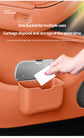 Car Trash Can Hanging Rubbish Bin with Lid Waterproof Leather Vehicle Organiser Storage Box for Door Seat Back Console Beige