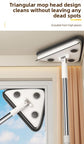 Large 35cm Triangle Cleaning Mop with Extra Long 188cm Reinforced Handle Window Squeegee & 2 Microfibre Pads for High Ceilings