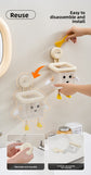 Cute Suction Cup Bathroom Organizer Wall Mounted Toothbrush Holder No Drill Storage Caddy with Drainage Holes for Electric Toothbrush Razor Toothpaste Cream White