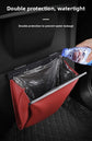 Car Trash Bag Hanging Leather Garbage Bin with Magnetic Closure Waterproof Vehicle Back Seat Organiser Leakproof Waste Storage Pocket Crystal Brown