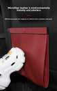 Car Trash Bag Hanging Leather Garbage Bin with Magnetic Closure Waterproof Vehicle Back Seat Organiser Leakproof Waste Storage Pocket Volcano Red