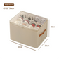 Foldable Shoe Storage Box with Clear Lid 12 Compartment Wardrobe Organiser for Sneakers Flat Sandals 600D Oxford Fabric Container with Handles Beige
