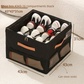 Extra Large Foldable Shoe Storage Box 16 Compartments with Side Pockets Clear Lid Wardrobe Organiser for Sneakers Socks 43cm Square Cube Black