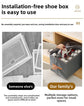 Extra Large Foldable Shoe Storage Box 16 Compartments with Side Pockets Clear Lid Wardrobe Organiser for Sneakers Socks 43cm Square Cube Black