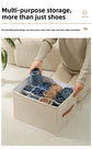 Extra Large Foldable Shoe Storage Box 16 Compartments with Side Pockets Clear Lid Wardrobe Organiser for Sneakers Socks 43cm Square Cube Black