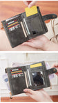 Ladies Compact Wallet Soft Vegan Leather Tri-Fold Purse Double Zipper Coin Pocket with Removable Card Holder High Capacity Multi Slots Grey