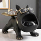 Cool French Bulldog Statue Storage Tray Orange Resin Dog Figurine Key Bowl and Candy Organiser with Open Mouth Design for Entryway Table Home Decor