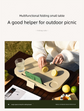 Collapsible Picnic Basket with Mini Table Lid Portable Folding Storage Crate with Cup Holders and Phone Stand Multi-Functional Outdoor Camping Sink Basin Khaki