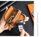 Genuine Leather Car Key Case Double Zipper Smart Key Fob Holder Wallet Remote Organiser Pouch with Hook Red