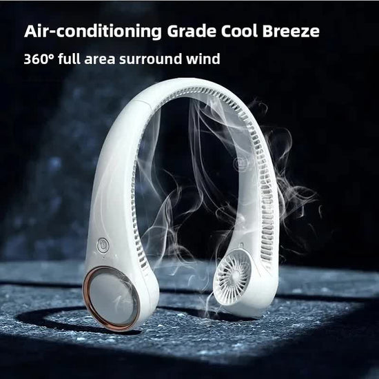 Portable Neck Fan 4000mAh Rechargeable Bladeless Personal Fan 3 Speeds Quiet Hands Free Cooling Device with 360 Airflow USB Type-C for Travel Outdoor White