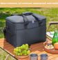 Large 35L Insulated Cooler Bag Soft Sided Leakproof Thermal Tote for Camping Beach Picnic BBQ Heavy Duty Grocery Carrier Black