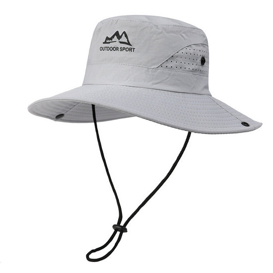 Wide Brim Sun Hat Waterproof UV Protection Boonie Bucket Cap Mesh Breathable for Fishing Hiking Camping Outdoor French Grey