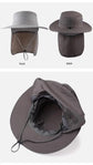 Wide Brim Sun Hat with Neck Flap UPF 50+ Protection Quick Dry Safari Cap Mesh Breathable for Fishing Gardening Hiking Outdoor Dark Grey