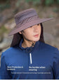 Wide Brim Sun Hat with Neck Flap UPF 50+ Protection Quick Dry Safari Cap Mesh Breathable for Fishing Gardening Hiking Outdoor Khaki
