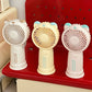Mini Handheld Fan Rechargeable Portable Personal Cooling Device Cute Bear Design 3 Speed Adjustable with Stand Lanyard for Travel Kids Office Beige