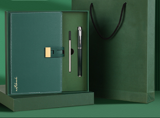 Turquoise Premium A5 Business Notebook Gift Set with Metal Pen - Soft PU Leather Journal 320 Pages Thick Paper - Executive Diary for Office & Home