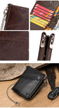 Genuine Leather Mens Wallet Double Zipper - RFID Blocking Bifold Card Holder with Coin Pocket - Red Gift for Him