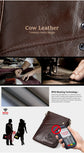 Genuine Leather Double Zipper Wallet - Red RFID Blocking Bifold Card Holder - Vintage Cowhide Purse with Coin Pockets (13cm)