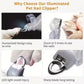 Illuminated Pet Nail Clippers with 5x Magnifier & LED Light - Professional Safety Claw Trimmer for Dogs & Cats - Non-Slip ABS Handle with Nail Catcher - Grey