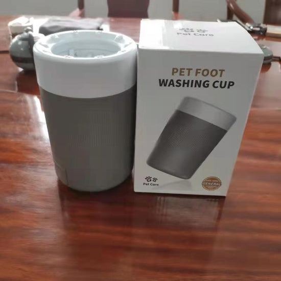 Portable Dog Paw Washer Cup - 360 Degree Muddy Foot Cleaner with Soft Bristles - Gentle Grooming Tool for Cats & Small to Medium Dogs - Grey