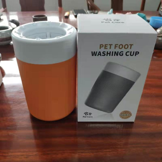 Portable Dog Paw Washer Cup - 360 Degree Muddy Foot Cleaner with Soft Bristles - Gentle Grooming Tool for Cats & Small to Medium Dogs - Orange