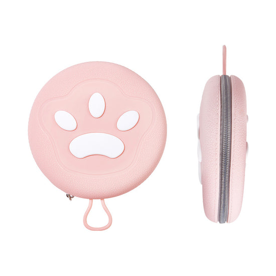Portable Silicone Double Pet Bowl - Collapsible Travel Dog Feeder for Food & Water - 2 x 450ml Capacity with Zipper Case - Pink