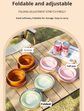 Portable Silicone Double Pet Bowl - Collapsible Travel Dog Feeder for Food & Water - 2 x 450ml Capacity with Zipper Case - Brown & Yellow