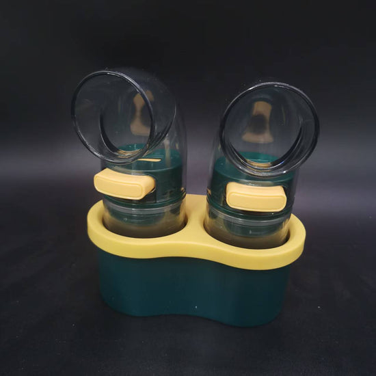 2 PCS Quantitative Salt & Spice Dispenser Set with Storage Base - 0.5g Precise Metering Shakers for Salt & Pepper - Push Button Portion Control Kitchen Organiser - Dark Green