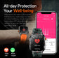 Rugged Outdoor Smart Watch for Men - 1100mAh Extra Long Battery with LED Flashlight & Compass - 2.01" HD Screen Bluetooth Calling IP68 Waterproof Fitness Tracker - Black