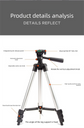 110cm Lightweight Camera & Phone Tripod Stand - Portable Aluminium Travel Tripod with 3-Way Head, Bubble Level & Universal Smartphone Holder - 3110 Adjustable Mount for Live Stream & Vlogging - Black and Silver