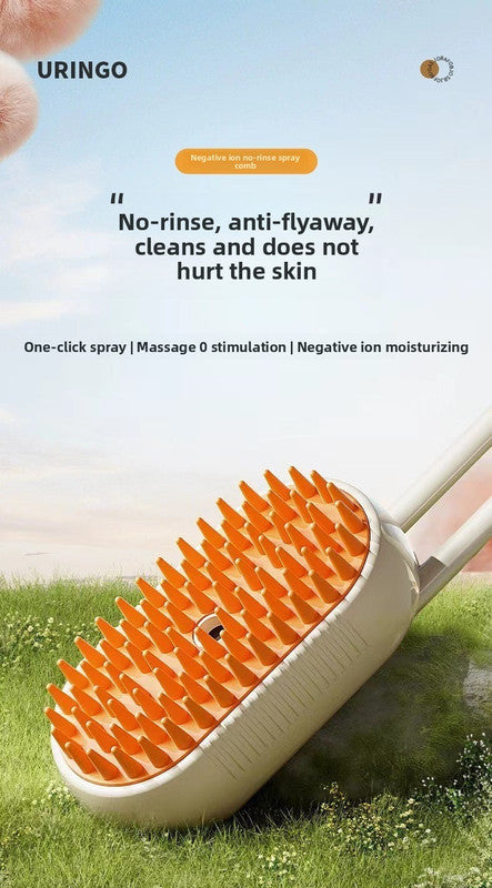 3 in 1 Electric Pet Spray Comb with Rotatable Handle Anti Static Grooming Brush for Cats and Dogs Massage Deshedding Tool White
