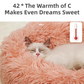 Green Cozy Donut Long Plush Cat & Dog Calming Bed(Diameter 50cm) - Double-Layer PP Cotton Filling Warming Pet Bed with Anti-Slip Base & Free Blanket