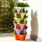 Green 3-Tier Stackable Strawberry & Vegetable Planter with Mobile Wheel Tray - Space-Saving Vertical Gardening System