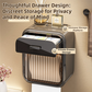 Black No-Drill Wall Mounted Toilet Paper Holder with Storage Shelf and Drawer - Waterproof Bathroom Tissue Dispenser for Roll & Face Tissue