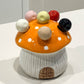 Orange Cute Cartoon Mushroom Mirror Polished Cutlery Jar with 6-Piece Stainless Steel Fruit Fork Set - Dessert Picks/Appetizer Forks
