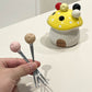 Red Cute Cartoon Mushroom Mirror Polished Cutlery Jar with 6-Piece Stainless Steel Fruit Fork Set - Dessert Picks/Appetizer Forks
