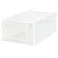 2-Pack White Clear Stackable Shoe Storage Organizer Boxes - Durable Plastic Sneaker Display and Closet Storage Containers with Magnetic Drop Front