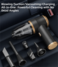 4-in1 Green Wireless Compact Handheld Car Vacuum Cleaner & Air Duster  with 5 Nozzles/Brushes- 15000 Pa Ultra-Powerful Blower/Suction Tool for Auto, Home & Office