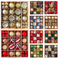 MJXK46-20Y Christmas Decorative Balls Set(24x24x6CM) - Shatterproof Plastic Ornaments with Electroplated & Hand-Painted Finish