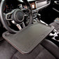 Grey Multi-Functional Car Steering Wheel Tray - Portable Auto Desk for Eating, Laptop, and Drink Holder (42x28CM)