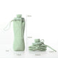Blue Portable Food Grade Silicone Collapsible Sports Water Bottle 600ML - Folding down 80% , Low High Temperature Resistant