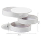 White 4-Layer Rotating Jewelry Storage Box - Dust-Proof Velvet Lined Organizer for Rings, Coins, and Hair Accessories (10x10CM)