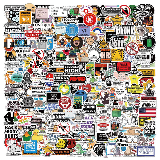 300 Pcs Prank Meme Graffiti Stickers Pack - Waterproof PVC Personalized Decals for Laptop, Luggage, Water Bottle DIY Decoration