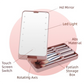 Black Portable LED Makeup Mirror with Lights & Brushes (9x2.5x16CM) - Mini Foldable Desktop Vanity Mirror with Dual Color Temperature