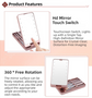 Black Portable LED Makeup Mirror with Lights & Brushes (9x2.5x16CM) - Mini Foldable Desktop Vanity Mirror with Dual Color Temperature