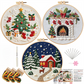 Christmas Embroidery DIY Kit with 20CM Faux Bamboo Hoop - Nordic Style Cross Stitch Material Pack (Style 2)