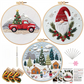 Christmas Embroidery DIY Kit with 20CM Faux Bamboo Hoop - Nordic Style Cross Stitch Material Pack (Style 4)