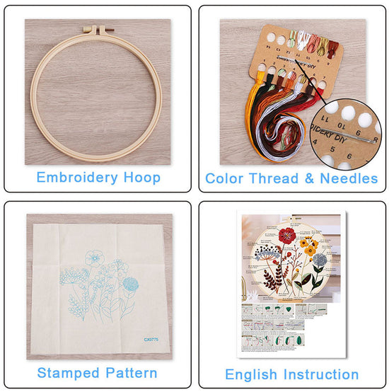 Christmas Embroidery DIY Kit with 20CM Faux Bamboo Hoop - Nordic Style Cross Stitch Material Pack (Style 4)