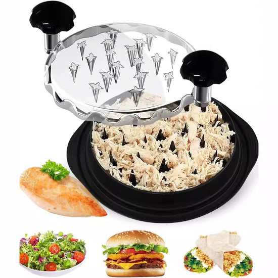 Red Chicken Shredder Machine with Transparent Lid & Brush - Manual Meat Chopper and Pulverizer for Cooked Chicken and Pet Food
