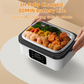 1L White Cordless Waterless Heated Lunch Box - Portable 304 Stainless Steel Bento Box for Picnic Students Office Workers, Timed Insulation & USB Rechargeable